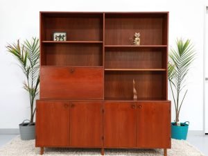 Retro Vintage Atel Teak Wall Unit Bookcase Cabinet