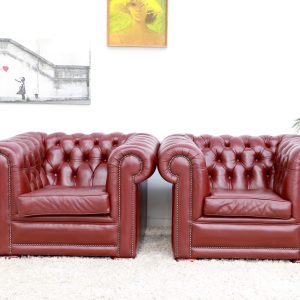 GENUINE LEATHER CHESTERFIELD TUBCHAIR X2