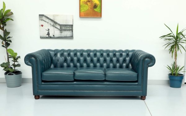 Blue Chesterfield 3 seater sofa