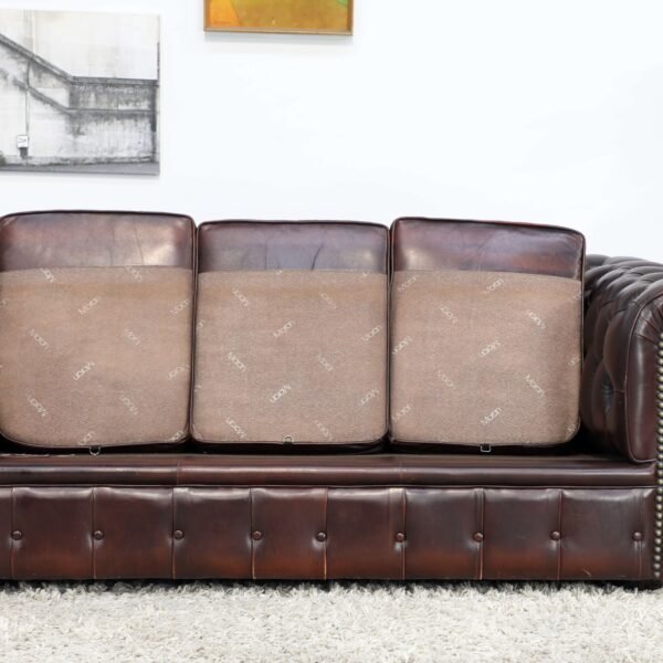 GENUINE LEATHER MORAN CHESTERFIELD 3 SEATER SOFA CHAIRS - Image 6