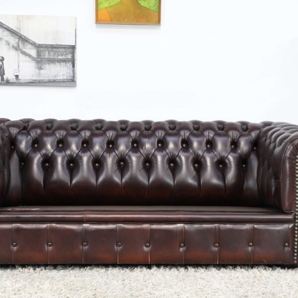 GENUINE LEATHER MORAN CHESTERFIELD 3 SEATER SOFA CHAIRS - Image 7