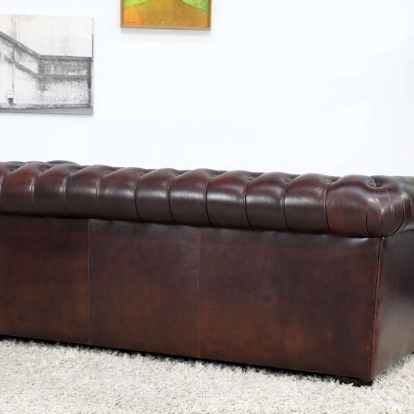 GENUINE LEATHER MORAN CHESTERFIELD 3 SEATER SOFA CHAIRS - Image 10