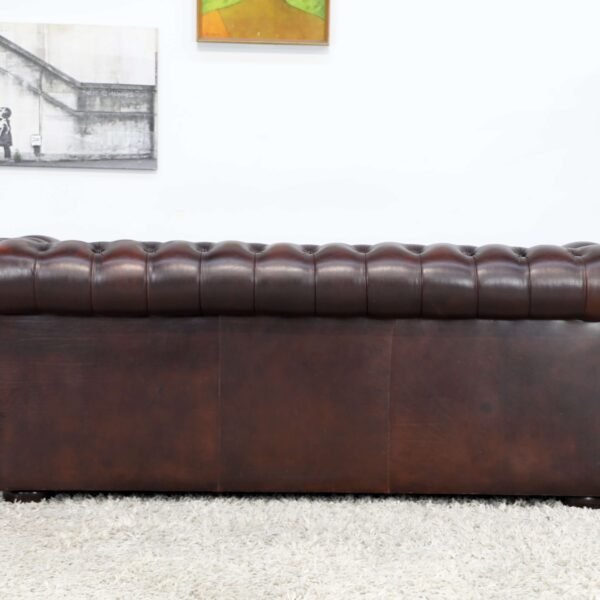 GENUINE LEATHER MORAN CHESTERFIELD 3 SEATER SOFA CHAIRS - Image 11