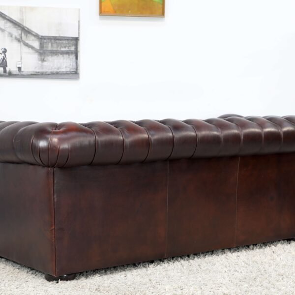 GENUINE LEATHER MORAN CHESTERFIELD 3 SEATER SOFA CHAIRS - Image 12