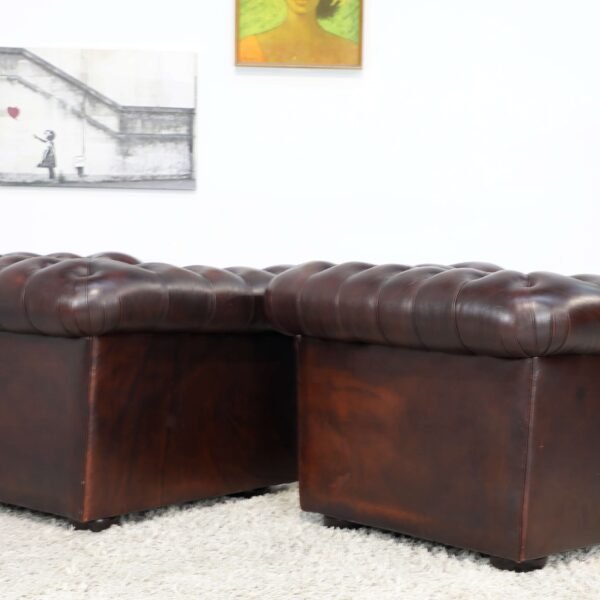 GENUINE LEATHER MORAN CHESTERFIELD 3 SEATER SOFA CHAIRS - Image 22