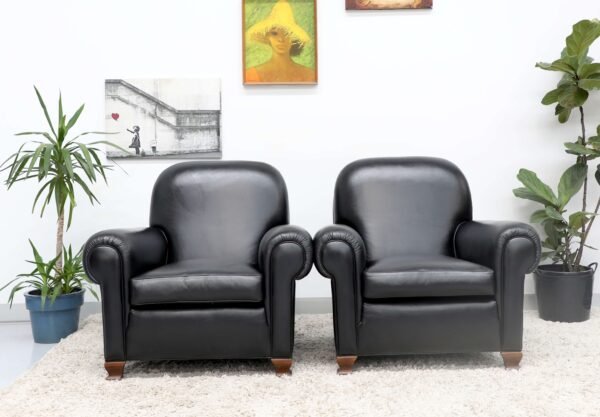 GENUINE LEATHER MORAN PAIR OF ARMCHAIRS