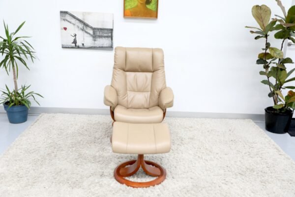 Genuine Leather IMG SWIVEL RECLINER CHAIR & STOOL