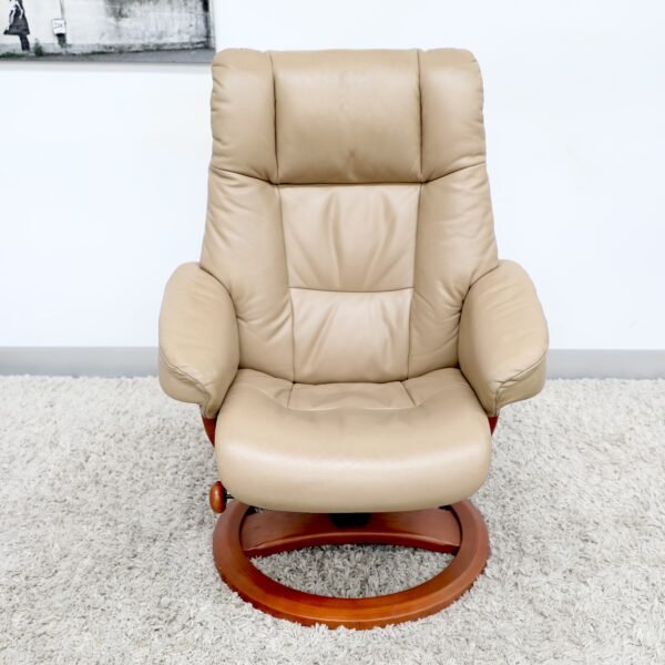 Genuine Leather IMG SWIVEL RECLINER CHAIR & STOOL - Image 2