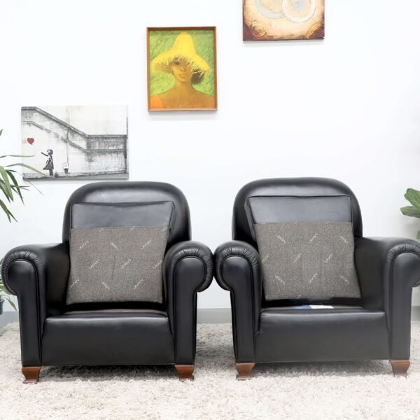 GENUINE LEATHER MORAN PAIR OF ARMCHAIRS - Image 8