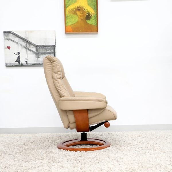 Genuine Leather IMG SWIVEL RECLINER CHAIR & STOOL - Image 8