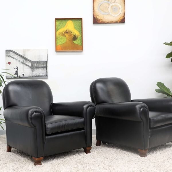 GENUINE LEATHER MORAN PAIR OF ARMCHAIRS - Image 10