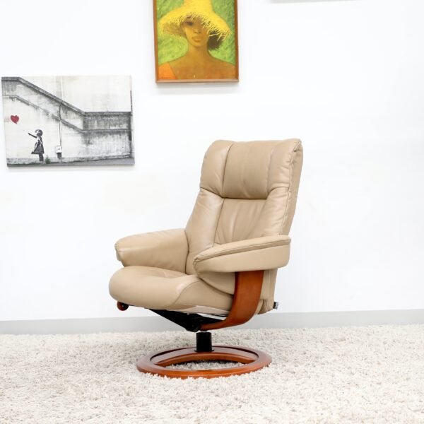 Genuine Leather IMG SWIVEL RECLINER CHAIR & STOOL - Image 13