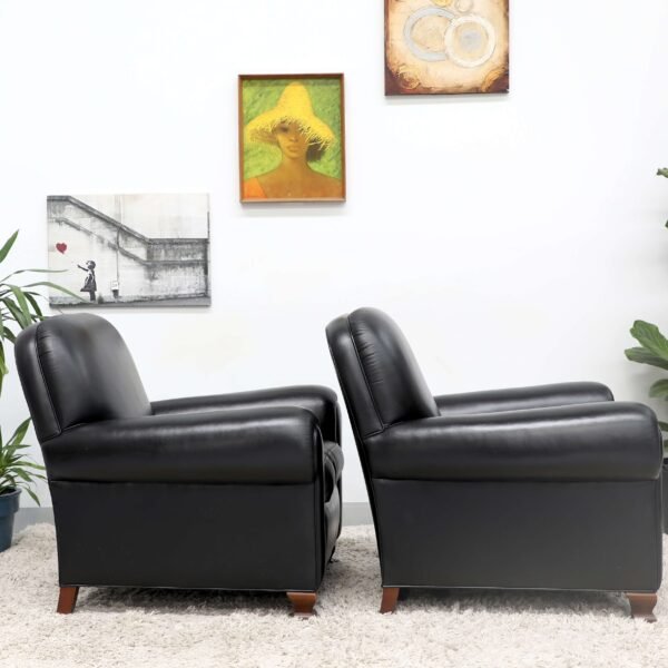 GENUINE LEATHER MORAN PAIR OF ARMCHAIRS - Image 11