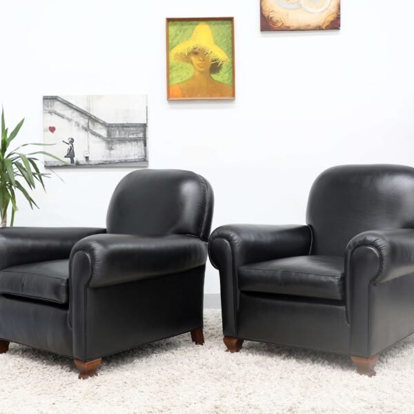 GENUINE LEATHER MORAN PAIR OF ARMCHAIRS - Image 16