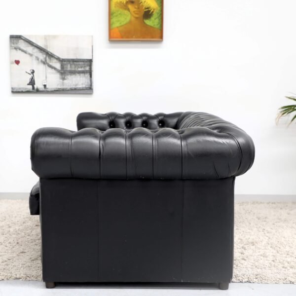 Genuine Leather Black CHESTERFIELD 3 Seater SOFA BED - Image 19