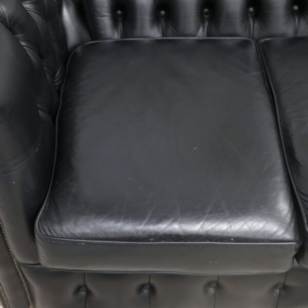 Genuine Leather Black CHESTERFIELD 3 Seater SOFA BED - Image 3