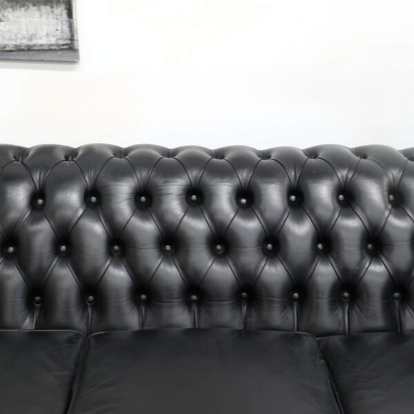 Genuine Leather Black CHESTERFIELD 3 Seater SOFA BED - Image 4