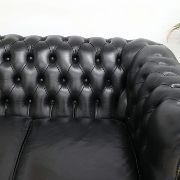 Genuine Leather Black CHESTERFIELD 3 Seater SOFA BED - Image 6