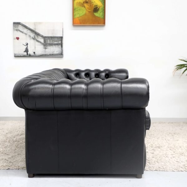 Genuine Leather Black CHESTERFIELD 3 Seater SOFA BED - Image 15