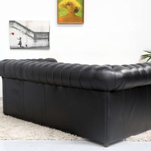 Genuine Leather Black CHESTERFIELD 3 Seater SOFA BED - Image 16