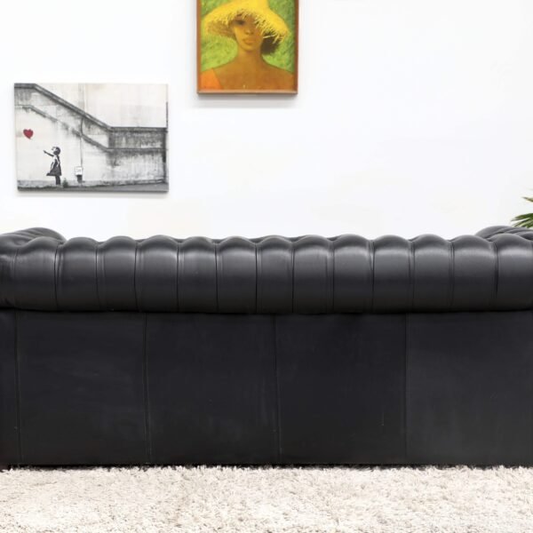 Genuine Leather Black CHESTERFIELD 3 Seater SOFA BED - Image 17