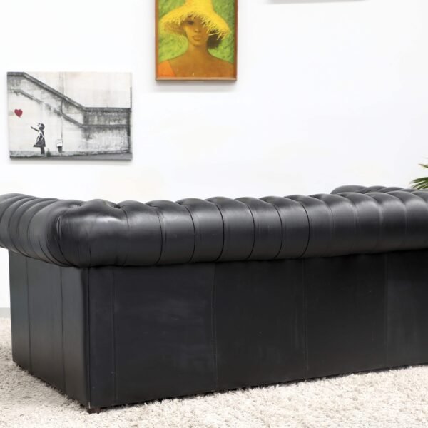 Genuine Leather Black CHESTERFIELD 3 Seater SOFA BED - Image 18