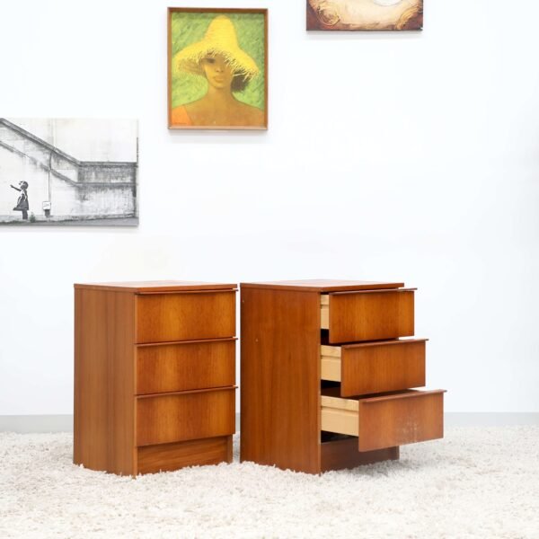 RETRO VINTAGE MIDCENTURY PAIR OF BEDSIDE TABLES - Image 8