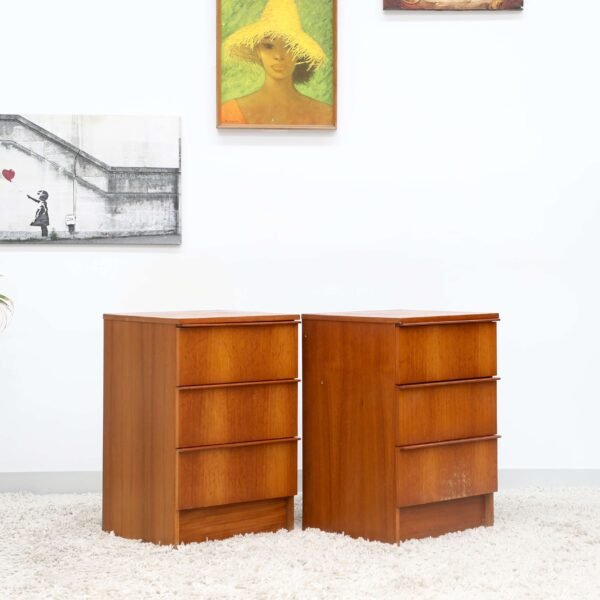RETRO VINTAGE MIDCENTURY PAIR OF BEDSIDE TABLES - Image 9