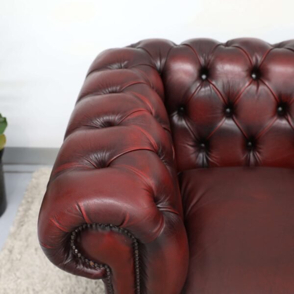 Genuine Chesterfield Tub, Wing Chair And Ottoman - Image 3