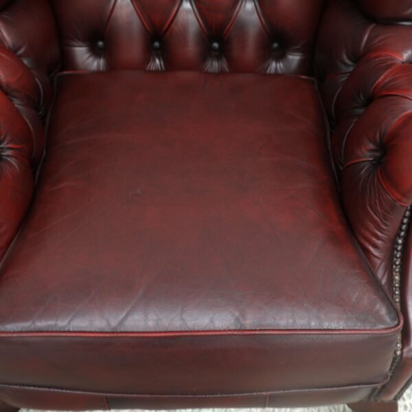 Genuine Chesterfield Tub, Wing Chair And Ottoman - Image 9