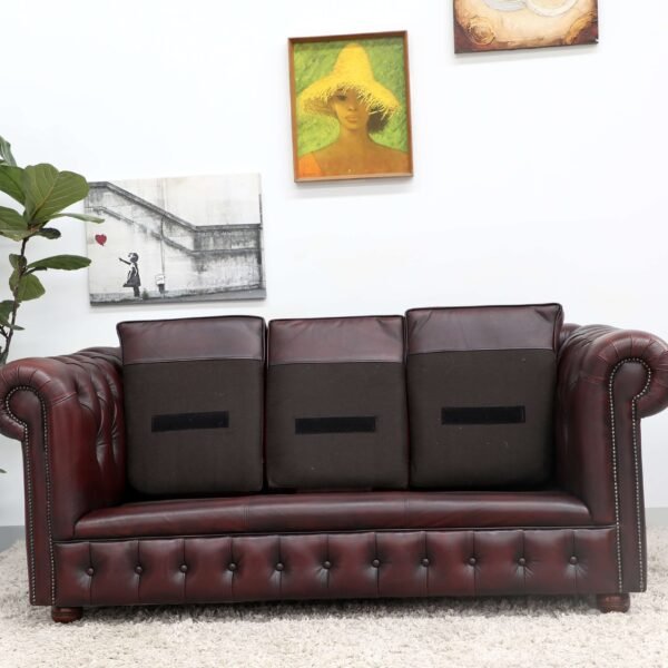 GENUINE LEATHER CHESTERFIELD PAIR OF 3 SEATER SOFA - Image 10