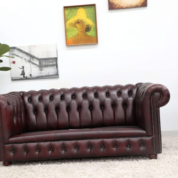 GENUINE LEATHER CHESTERFIELD PAIR OF 3 SEATER SOFA - Image 11