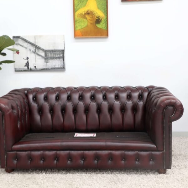 GENUINE LEATHER CHESTERFIELD PAIR OF 3 SEATER SOFA - Image 12