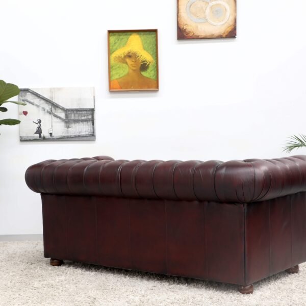 GENUINE LEATHER CHESTERFIELD PAIR OF 3 SEATER SOFA - Image 15