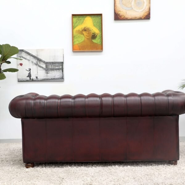 GENUINE LEATHER CHESTERFIELD PAIR OF 3 SEATER SOFA - Image 16