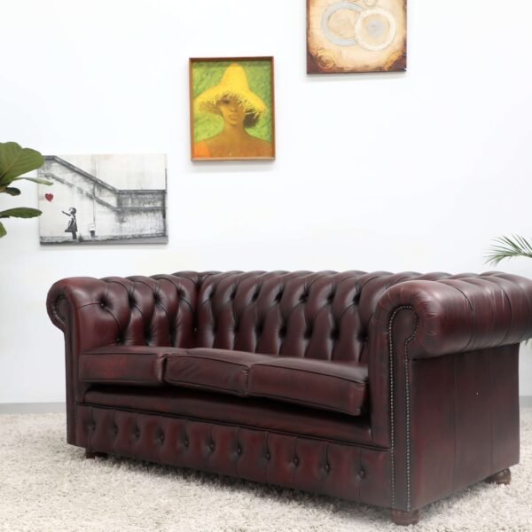 GENUINE LEATHER CHESTERFIELD PAIR OF 3 SEATER SOFA - Image 19