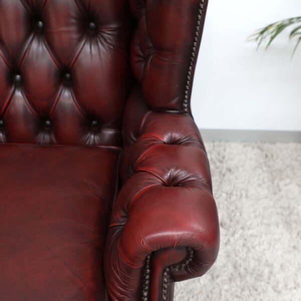 Genuine Chesterfield Tub, Wing Chair And Ottoman - Image 11