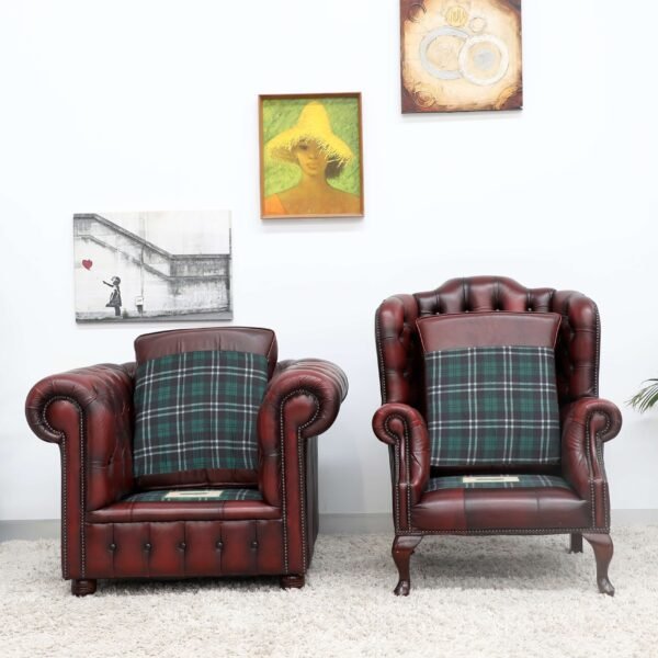 Genuine Chesterfield Tub, Wing Chair And Ottoman - Image 12