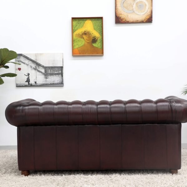 GENUINE LEATHER CHESTERFIELD PAIR OF 3 SEATER SOFA - Image 32