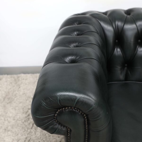 Beautiful Genuine Leather GREEN CHESTERFIELD 3 seater SOFAx2 - Image 3