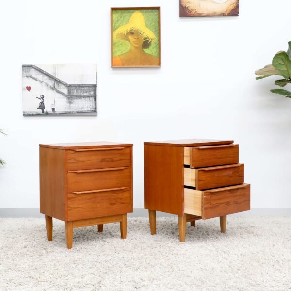 RETRO VINTAGE MIDCENTURY PAIR OF BEDSIDE TABLES - Image 8