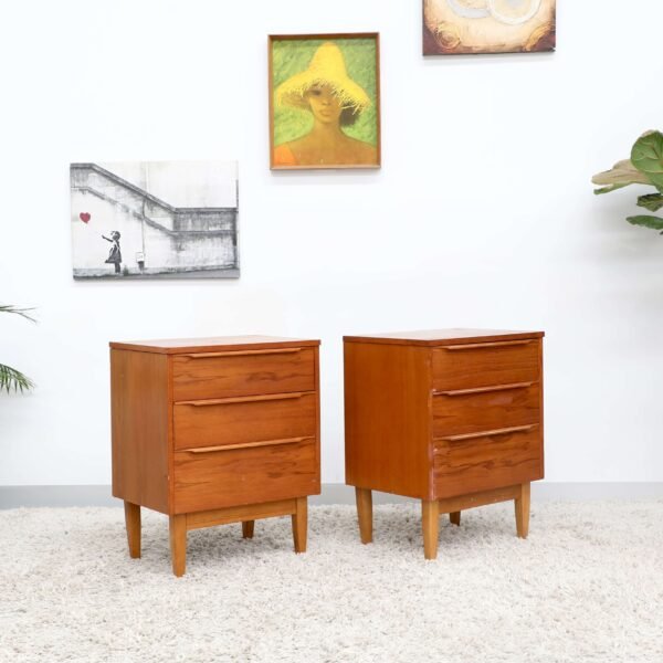 RETRO VINTAGE MIDCENTURY PAIR OF BEDSIDE TABLES - Image 9