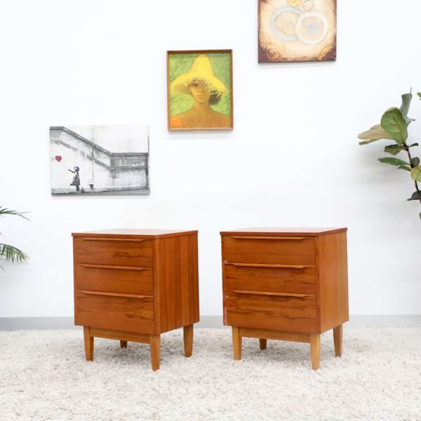 RETRO VINTAGE MIDCENTURY PAIR OF BEDSIDE TABLES - Image 11