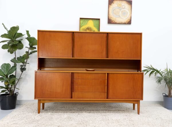 RETRO VINTAGE KOLTER TEAK BUFFET SIDEBOARD HUTCH