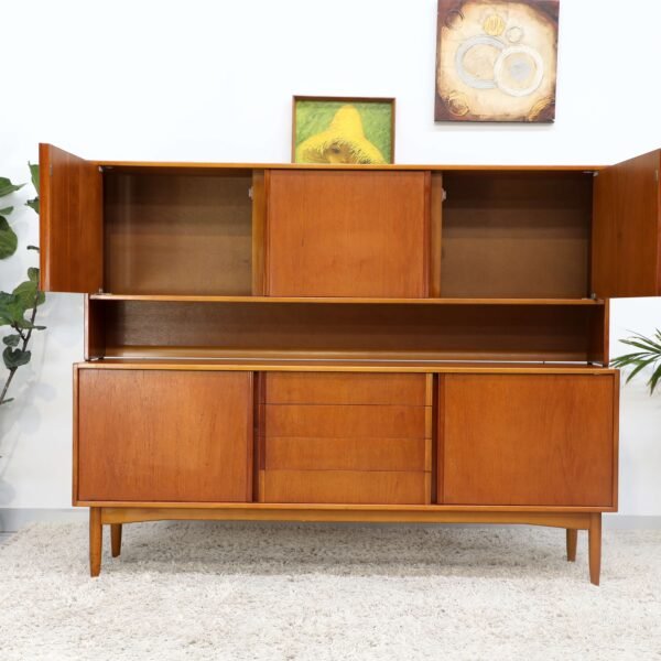 RETRO VINTAGE KOLTER TEAK BUFFET SIDEBOARD HUTCH - Image 2
