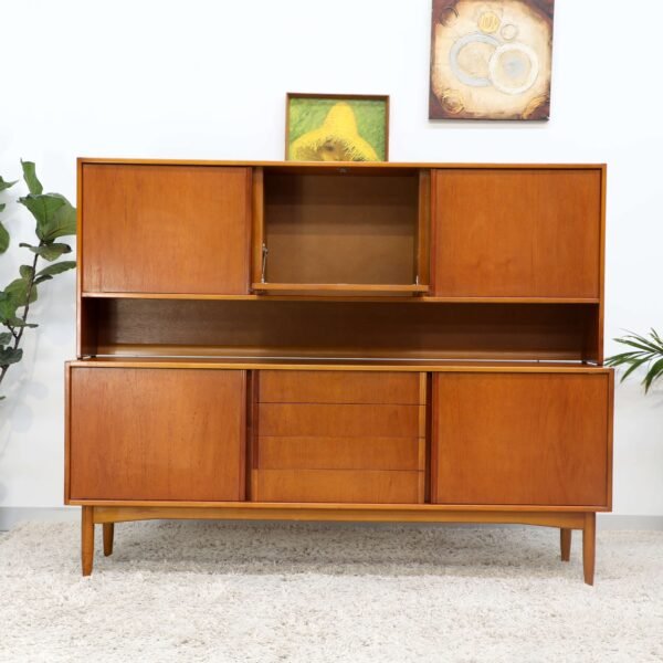RETRO VINTAGE KOLTER TEAK BUFFET SIDEBOARD HUTCH - Image 3