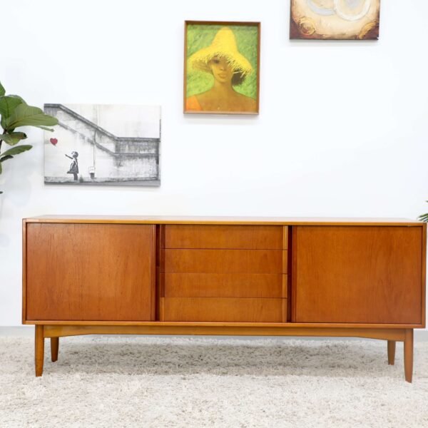 RETRO VINTAGE KOLTER TEAK BUFFET SIDEBOARD HUTCH - Image 6