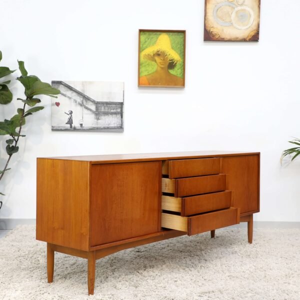 RETRO VINTAGE KOLTER TEAK BUFFET SIDEBOARD HUTCH - Image 12