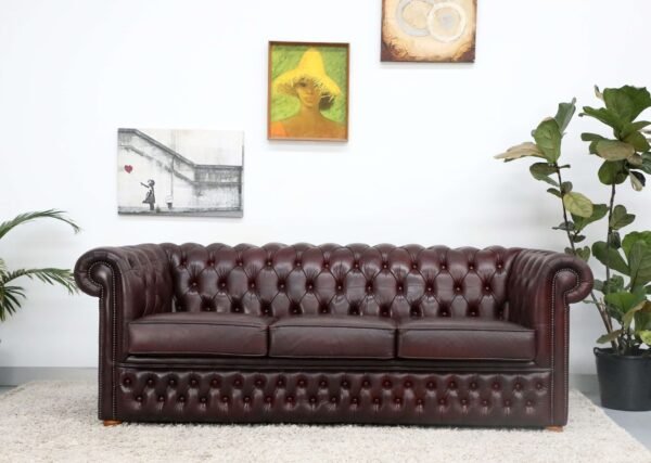 Genuine Leather CHESTERFIELD 3 Seater SOFA Bed