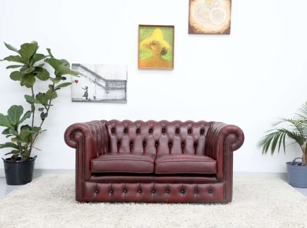 GENUINE LEATHER CHESTERFIELD 2 SEATER SOFA